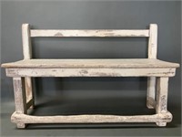Primitive Whitewashed Small Bench