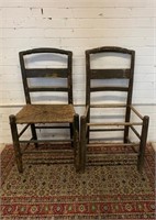 Pair of Early Rush Seat Side Chairs