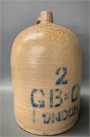 2 Gal Glass Bros (1888-1907) Salt Glazed Jug