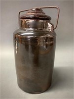 Glass Bros (1888-1907) Stoneware Jar-Lid and Wire