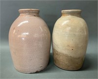 Pair of Saltglazed Stoneware Crocks