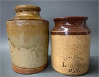 Pair of Early Stoneware Merchant Crocks