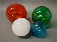 Group of 4 Coloured Glass Fishing Floats