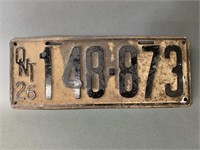 Ontario 1926 Automobile Licence Plate