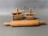 Treenware Lot-Butter Presses and Rolling Pin