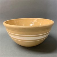 Primitive Yellow Ware Banded Mixing Bowl-9"