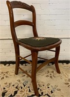 Oak Ladder Back Chair with Nice Ticking