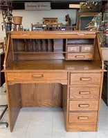 Modern Oak Rolltop Desk with Sidedrawers