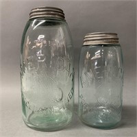 Pair of The American Green Preserve Jars