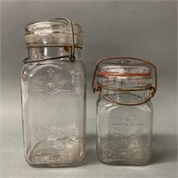 Pair of Queen Wire Top Preserve Jars with Lids
