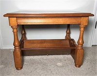 Oak Side Table with Lower Book Shelf