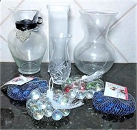 Clear Glass Vases - One is Wedgwood