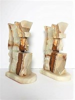 Marble Bookends With Aztec Design