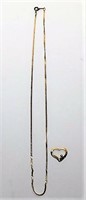 14K Yellow Gold Necklace with Green Stone