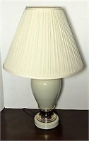 White Ceramic Lamp with Pleated Shade