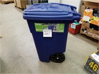 48 Gal Blue Recycling Container with Wheels & Lid