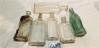 6 old glass bottles