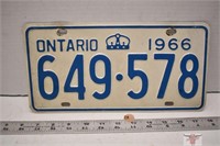 1966 Ontario Lic. Plate