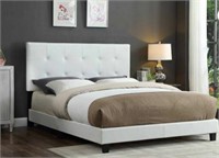Vance Tufted Upholstered Standard Bed, White QUEEN