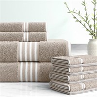 8 Piece 100% Cotton Towel Set, Taupe