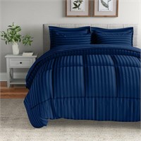 Veans Reversible Striped 8pc Comforter Set - QUEEN