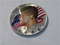 1964 Patriotic Painted Kennedy 1/2 Dollar