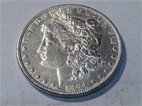 1884 P AU Grade Morgan Silver Dollar