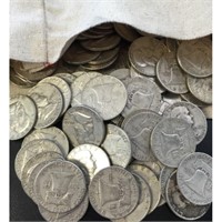 (50) Franklin Half Dollars In Canvas Bag-90%