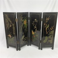 Japanese desktop wood 4 panel screen