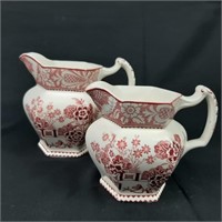 2 x Wood and Sons Transferware Pitchers