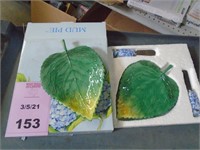 Mud Pie Hydrangea Leaf Tray w/Spreader - 2/Pack