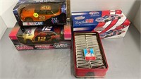 4PC NASCAR RACING LOT-  CARS, BANK, MATCHES/TIN