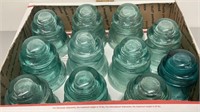 11PC GLASS INSULATOR LOT 4X3