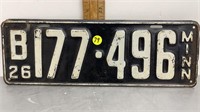 1926 MINNESOTA LICENSE PLATE 16X5.5