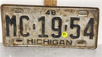1948 MICHIGAN LICENSE PLATE 13.5X6