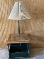 Wood End Table (lamp base painted green)