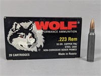 Wolf .223 Rem 55 Gr. FMJ (20 Cartridges)