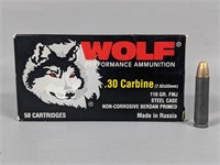 Wolf .30 Carbine 110 Gr. FMJ (50 Cartridges)