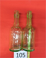 Back Bar Whiskey Bottles made from Vaseline Glass