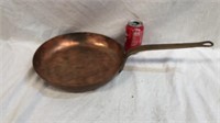 Copper pan with brass handle