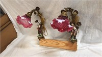 Pair of wonderful antique lamps with porcelain