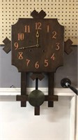 Arts and crafts mission oak clock with the key