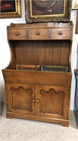 Antique pine dry sink with copper lining