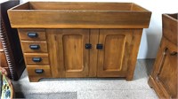Antique pine dry sink with cast iron hardware,