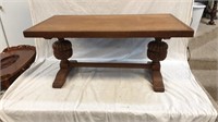 Carved oak coffee table