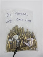 308 Brass, Federal, Once Fired, 100 ea.