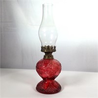 Red Pressed Glass Kerosene Lamp