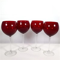 (4) Lenox Red Balloon Wine Glasses