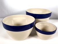 (3) Over and Back Stoneware Nesting Mixing Bowls