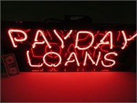 Neon PAYDAY LOANS Sign 32"x15" Working NICE